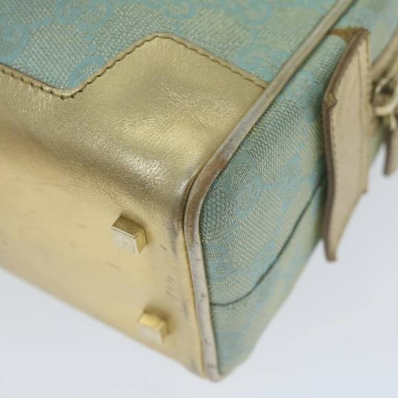 GUCCI GG Canvas Hand Bag Light Blue Gold Tone Auth ac2720 - Picture 15 of 16